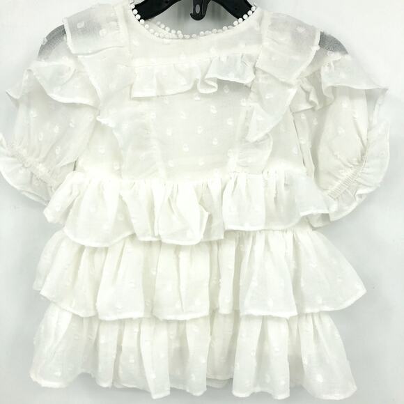BARDOT Baby Taylor Tiered Dress 3-6 Months White Ivory Ruffled Lace Trim NWT - Picture 3 of 9